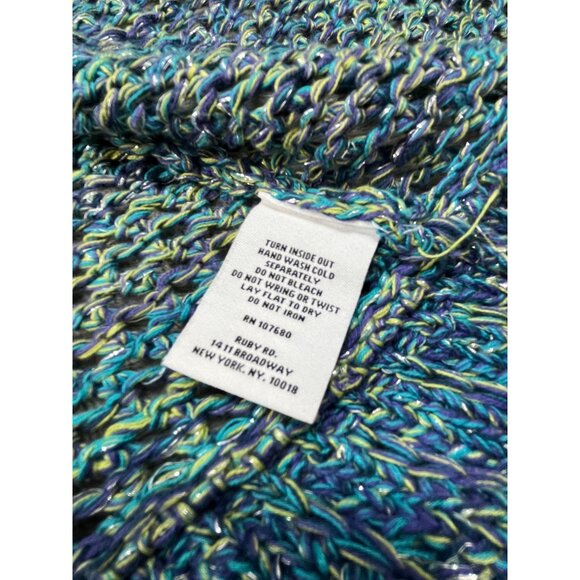 Ruby Rd. Womens 3X Blue Green Open Crochet Knit Cardigan Sweater Plus Size - Picture 6 of 7